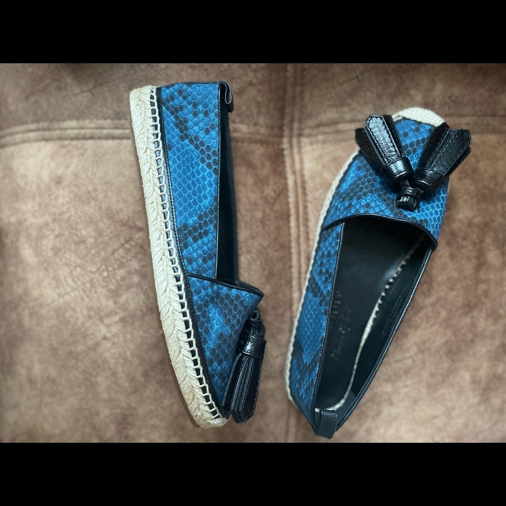 Burberry Mineral Blue Snake Print Tasseled Espadrilles Size 38 - Picture 10 of 12